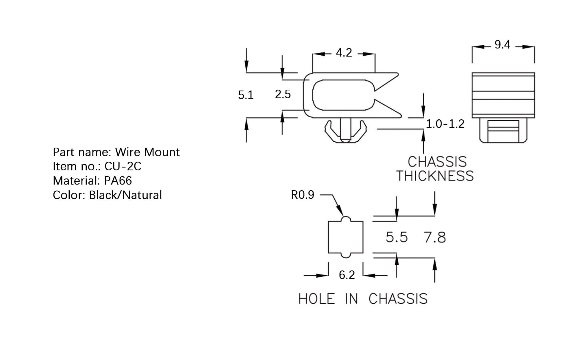 Plastic Wire Mount CU-2C